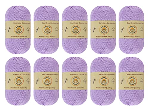 Image of 10-Pack of Yonkey Monkey 500 Grams Yarn - 70% Rayon derived from Bamboo, 30% Cotton - Imported - Light Purple 9054