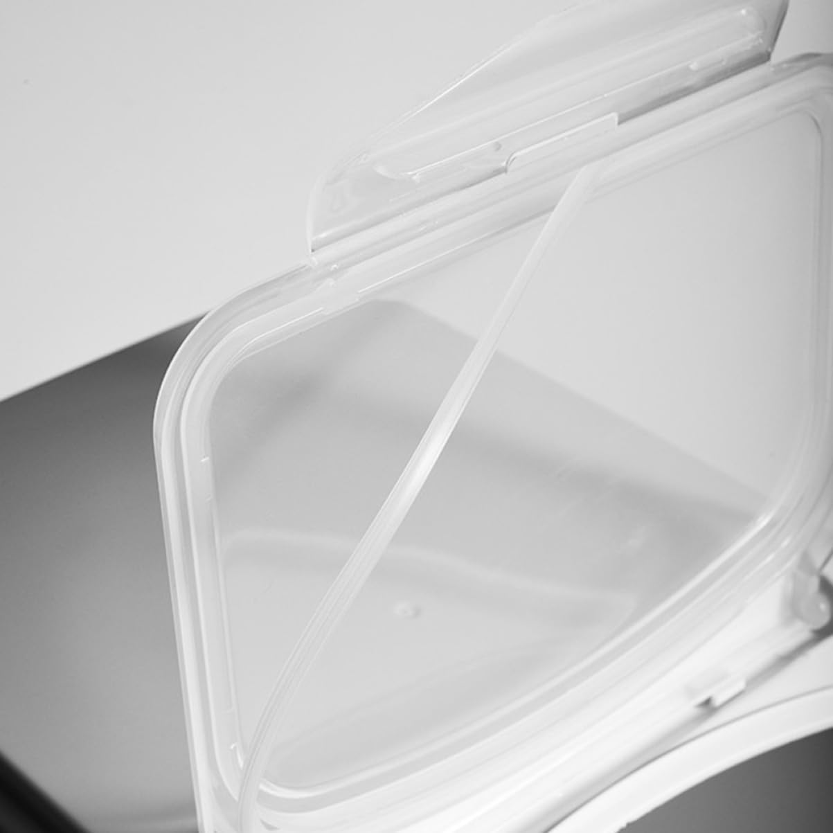 Household Rice Storage Bucket Sealed Flour Organizer Plastic Airtight Storage Box Window Grey Large Easy to Use Organize
