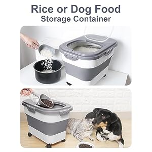 20-30Lbs Rice Storage Container,Collapsible Food Storage Containers with Rolling Wheel Airtight Locking Lid,Flour Storage Container with Cup and Scoop,Suitable for Food,Rice,Pet Food,Flour 20-30Lbs Rice Storage Container,Collapsible Food Storage Containers with Rolling Wheel Airtight Locking Lid,Flour Storage Container with Cup and Scoop,Suitable for Food,Rice,Pet Food,Flour