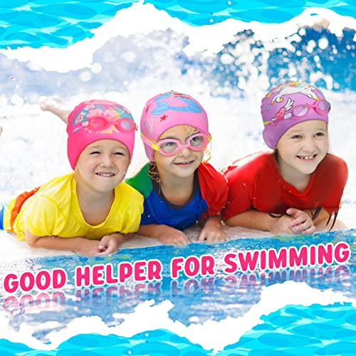 12 Pcs Silicone Swim Caps For Kids Girls Durable Waterproof Swimming Caps Age 2-14 Cute Unicorn Mermaid Flamingo Bathing Cap With Goggles Ear Plug Nose Clip For Long Short Hair Boys Girls Toddler #TOP6