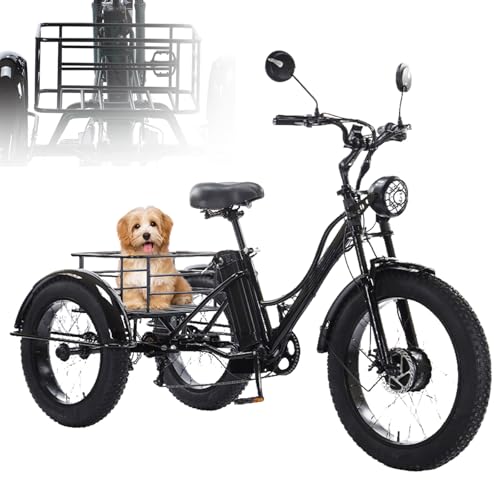 EaThsalL Triciclos para Adultos De 24 Pulgadas 3 Ruedas Carga de 200 kg Altura Ajustable Cesta Trasera para Padres Scooter para Hacer Ejercicio y Hacer Compras para Personas Mayores