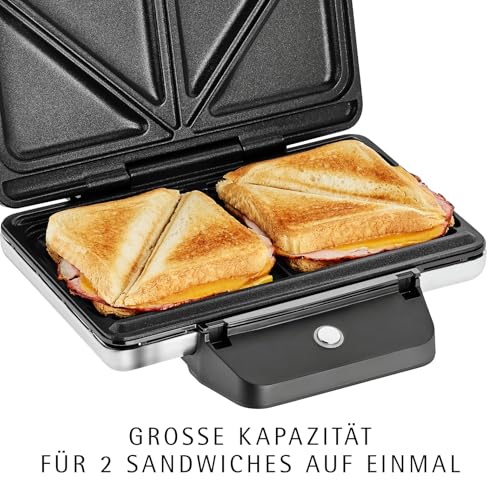 WMF Lono Sandwich Maker, Sandwichtoaster für 2 Standard- oder XXL-Toasts, Sandwichmaker, 2-stufige Höhenanpassung für mehr Füllung, edelstahl matt 2