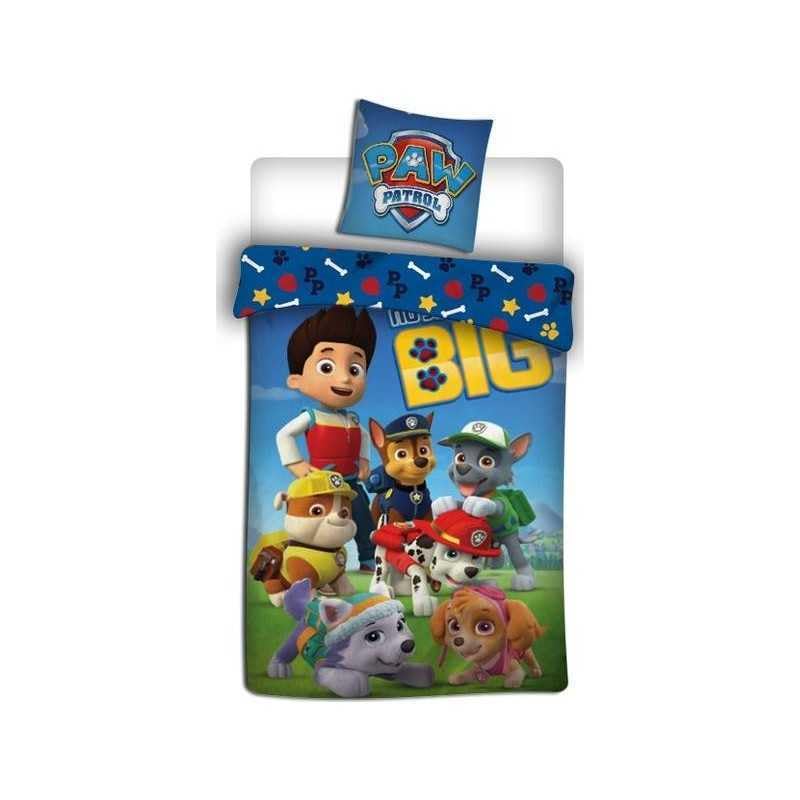 Parure De Lit Paw Patrol - Housse De Couette 140x200 Cm + Taie D'Oreiller 63x63 Cm - Bleu