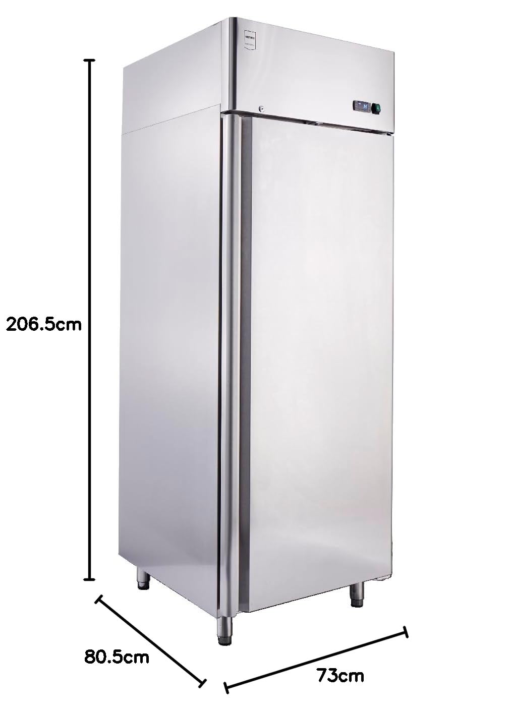 METRO Professional Frigorifero GRE2700, acciaio inox, 3 ripiani regolabili, sbrinamento automatico, refrigerazione ventilata, 455 l, 220 W, con serratura, argento
