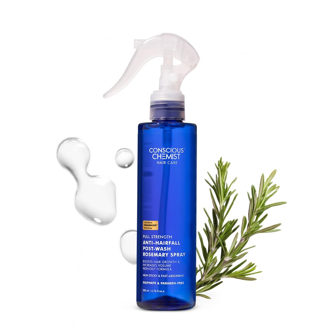 Conscious Chemist® Full Strength Anti-Hairfall Rosemary Spray | Post Wash Spray with Rosemary Extract, Yeast Extract & Copper Tripeptide-1 | Reduces Hairfall & Softens Strands | StrandBoost™️ Technology | For All Hair Types | Women & Men | 200ml-picture-36