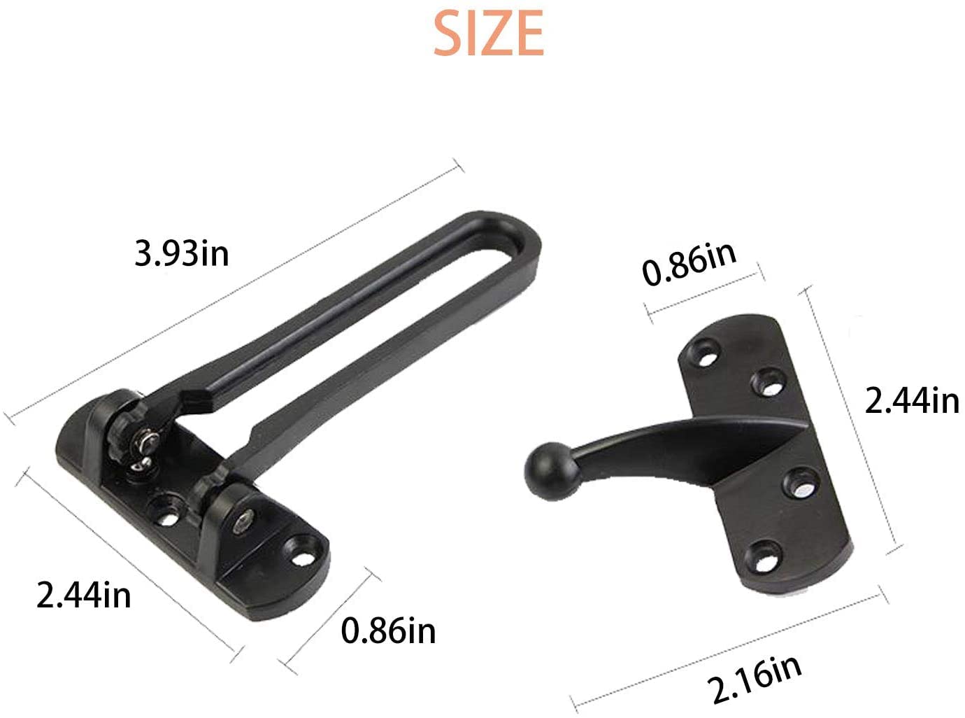 SAISN Door Reinforcement Lock Latch Swing Bar Lock for Home Security Front Door Locks for Kids Thicken Solid Aluminium Alloy (Black - Image 4
