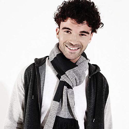 Beechfield Stadium Scarf Bufanda, Multicolor (Black/Heather Grey 00), Talla única Unisex Adulto