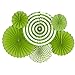 Set of 6 Hanging Paper Fans Party Set, Gold Red Round Pattern Paper Garlands Decoration for Birthday Baby Shower Graduation Retirement (Green)