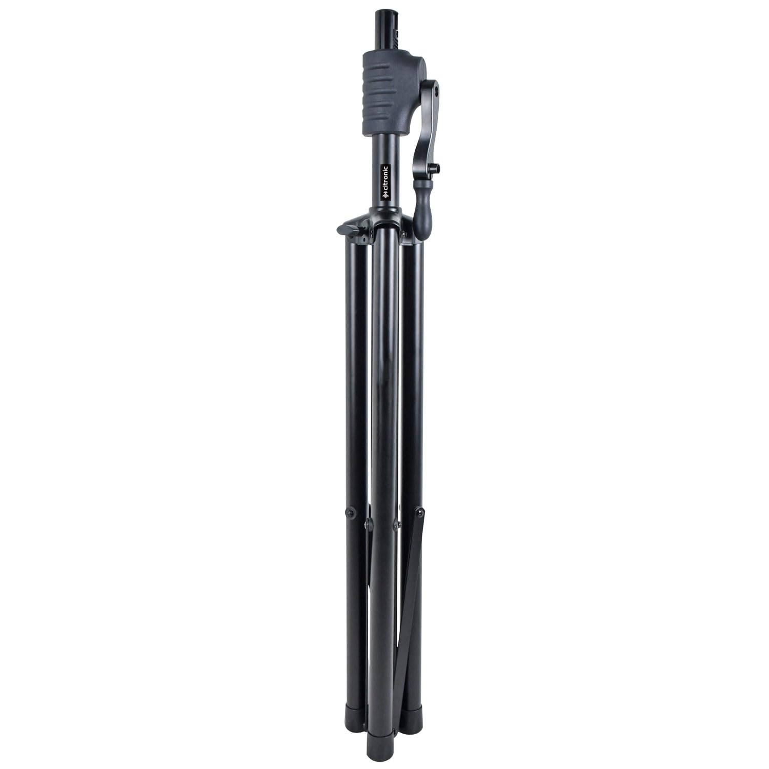 Citronic Supporto regolabile in acciaio e alluminio per altoparlanti con verricello, altezza 1,2 m – 2 m, carico massimo 50 kg, treppiede portatile da pavimento per studio DJ DJ | supporto nero