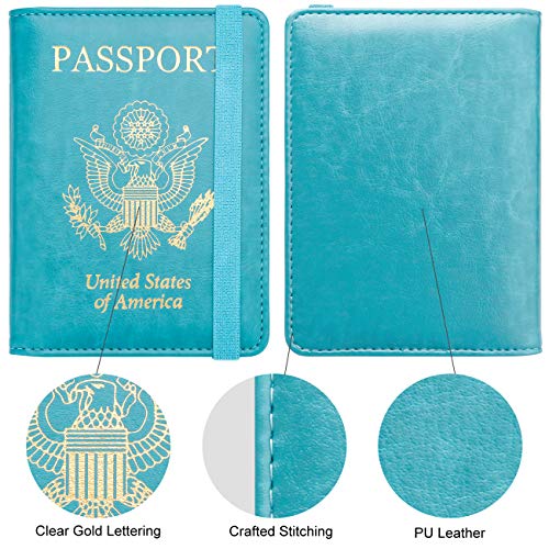 Image of WALNEW Passport Holder for Travel, RFID Passport Cover Wallet for Women Men, PU Leather Passport Book Card Holder Case with Pen, Travelling Essentials for Flying