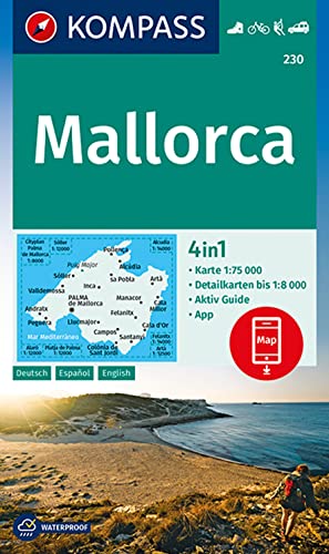 Carta escursionistica n. 230. Mallorca 1:75.000. Ediz. tedesca, spagnola e inglese: 4in1 Wanderkarte mit Aktiv Guide und Detailkarten inklusive Karte ... Fahrradfahren. Klettern. Autokarte.