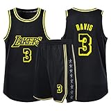 Rencai Ventiladores Anthony Davis Niños Niñas Baloncesto Jersey Fija, Los Angeles Lakers NO.3 Alero Joven Jerseys Chaleco del Verano Camisa + Cortocircuitos de Dos Piezas (Color : Black, Size : 3XL)