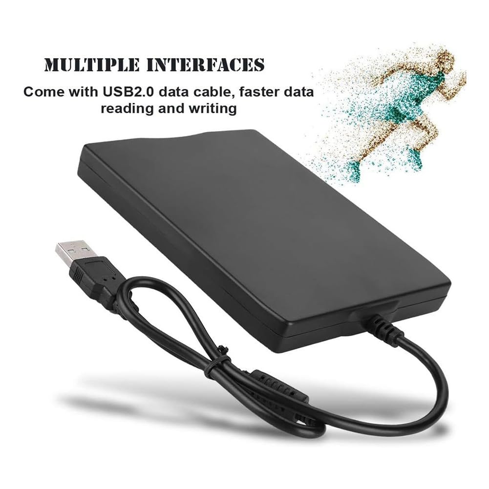 Lettore floppy disk USB da 3,5 pollici, portatile, 1,44 MB, FDD, per 7, 8, 2000, XP, Vista, PC, laptop, facile da usare