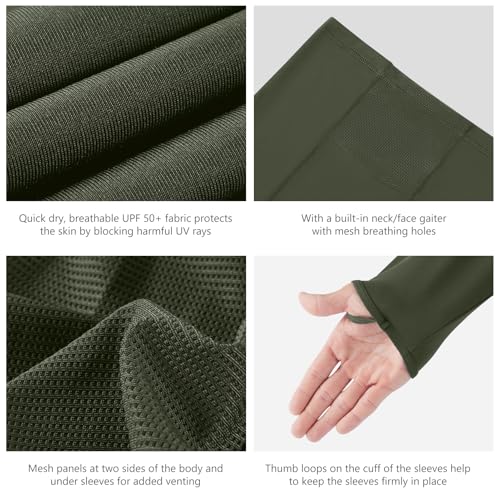 BASSDASH UPF 50+ Men’s Long Sleeve Fishing Shirt with Mask UV Neck Gaiter Hoodie4