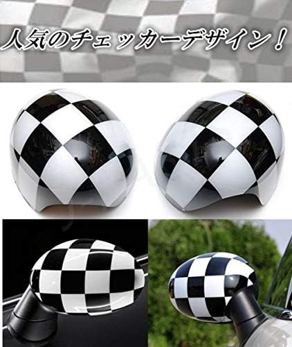 MOTOFUTURE ドアミラーカバー左右 チェッカーデザイン ミニクーパー R55 R56 R57 R59 R60系 かんたん貼り