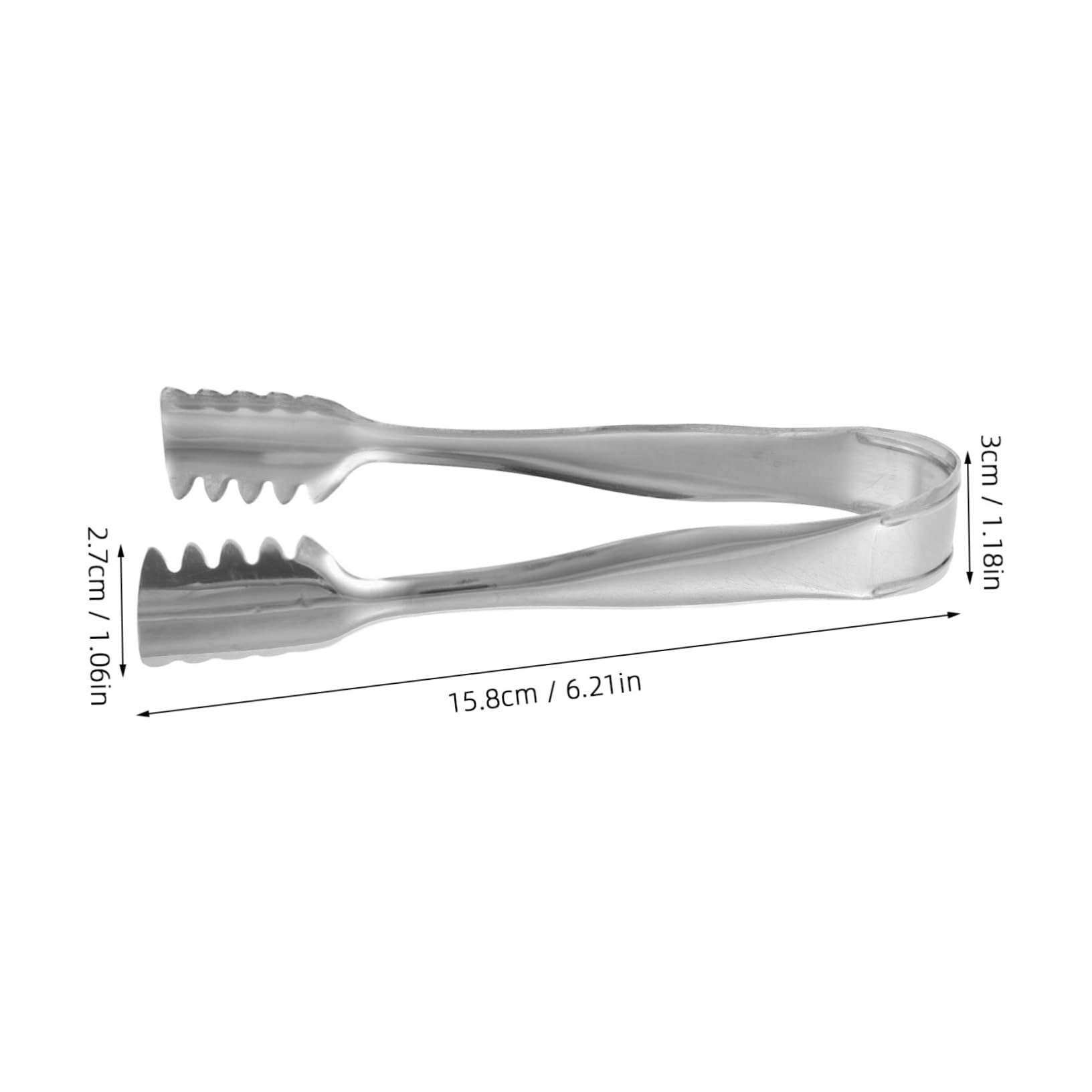 Mikinona Stainless Steel Ice Tongs with Teeth Multi Purpose Food Clips for Ice Cubes Sugar Cubes and Bread Portable Lightweight Kitchen Utility for Easy Gripping and Serving