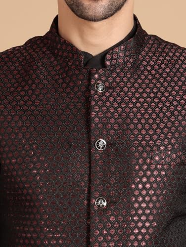 Image of men's Silk Blend Kurta Pejama & Waistcot Set