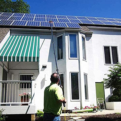 Cepillo de Limpieza de Cristales con Kit de Mango telescópico para la Limpieza de Paneles solares y Ventanas, se extiende de 3,6 a 10,8 m.