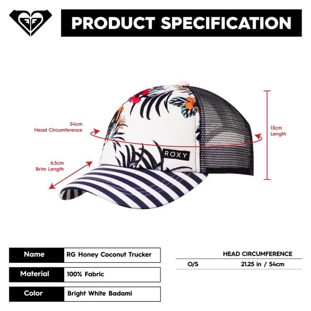 Roxy Girls' Honey Coconut Trucker Hat - Breathable Mesh Snapback, Curved Visor4