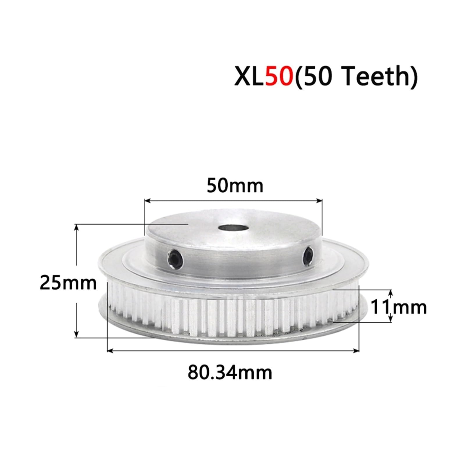 1pc 50T XL koło pasowe rozrządu otwór 6 8 10 12 14 15 16 17 19 20 22 25mm stop aluminium 50 zębów synchroniczne koła do szerokości paska 11mm(Bore 6mm)