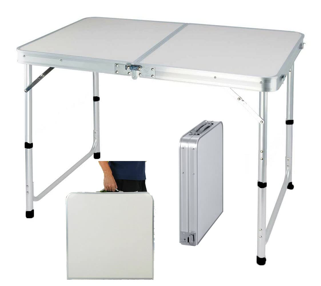 Tavolo Pieghevole In Alluminio Madog Con Organizer Staccabile - Scrivania Da Campeggio Nera 80 Lb Portata