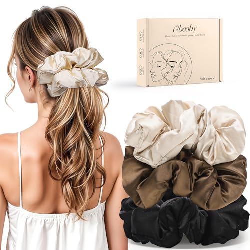 3Pcs Large Satin Hair Scrunchies, 6Inch Pillow Satin Scrunchies f...
