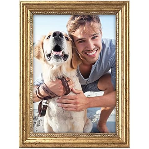 Malden International Designs 2177-57 Classic Wood Picture Frame, 5x7, Gold Cover