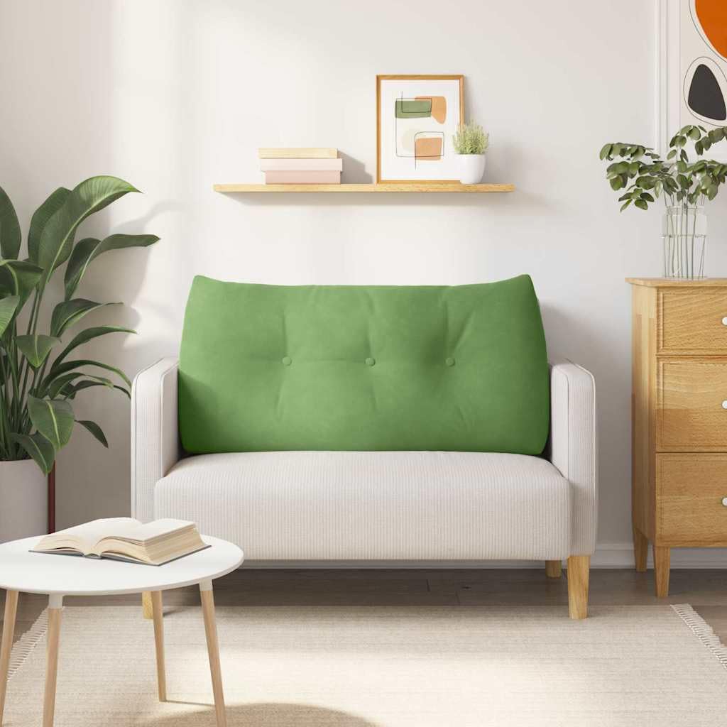 Rückenkissen 100 x 24 x 50 cm, Samt Lesekissen für Sofa und Bett, Hellgrün, Ergonomisches Stützkissen mit Seitentasche und waschbarem Bezug, Dekokissen für Wohnzimmer