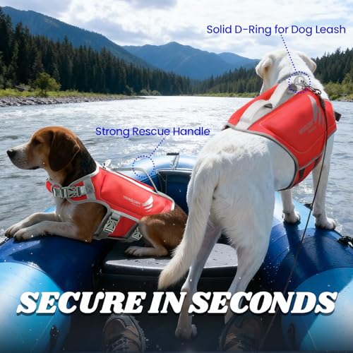 VIVAGLORY High Buoyancy Schwimmweste Hund, Rettungsweste, Hundeschwimmweste für Bootfahren, Schwimmhilfe & Auftrieb, S, Rot