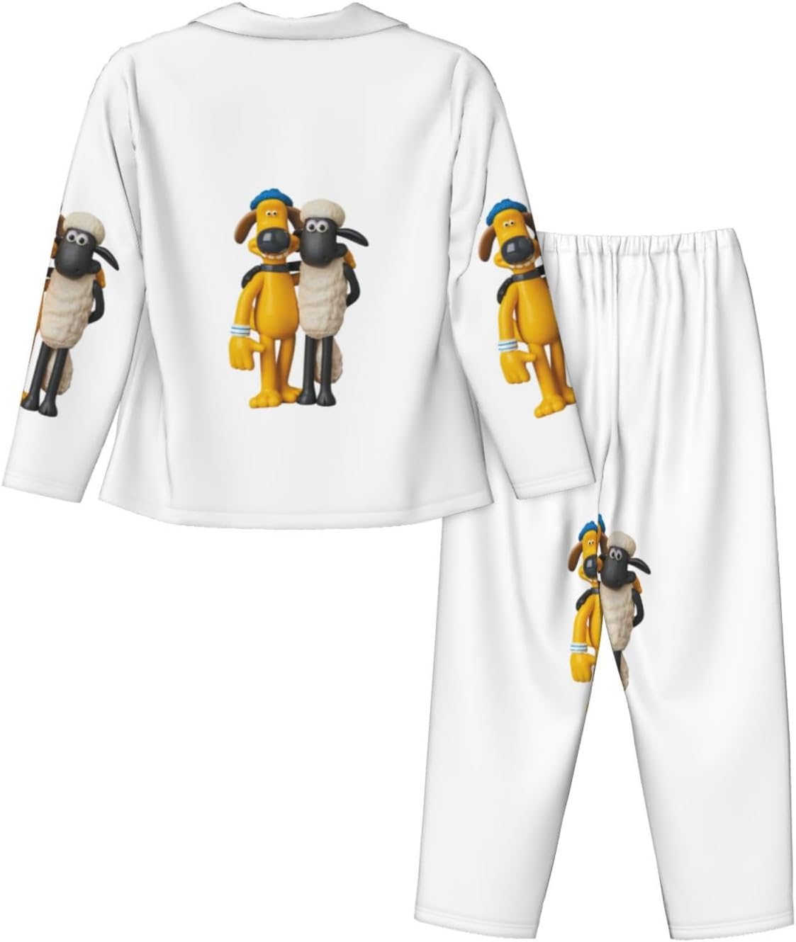 [Limpac] ひつじのショーン パジャマ レディース 部屋着 寝間着 前開き 上下セット 長袖 長ズボン ルームウェア クラシッ