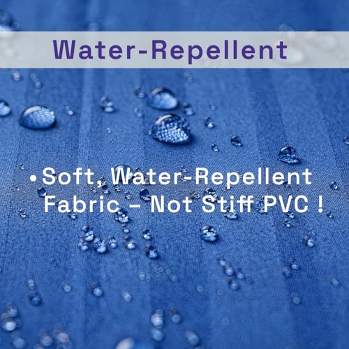 Image of Wakefit Shower Curtain 6 Feet | 14 Free Hooks | No Plastic Smell | Waterproof Bathroom Curtain | Curtain for Balcony | Machine Washable Fabric | Blue Stripes | Height 6ft & Width 6ft | Very Premium