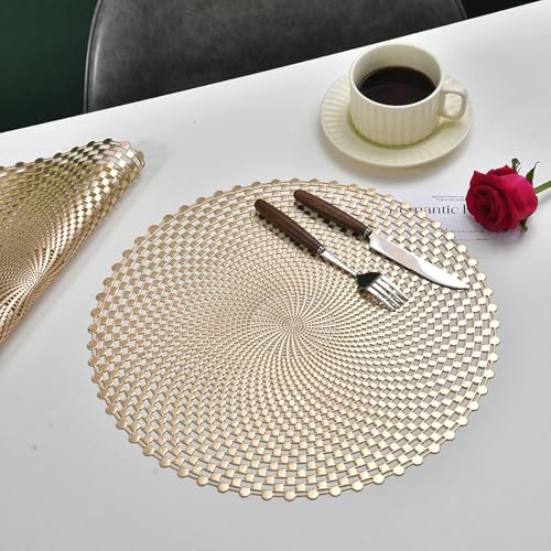 Set de table de qualité supérieure KnSam en PVC doré résistant 38cm - 2