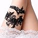 Black Bridal Garter Set Handmade Floral Lace Rhinestone Gothic Wedding After Party Prom