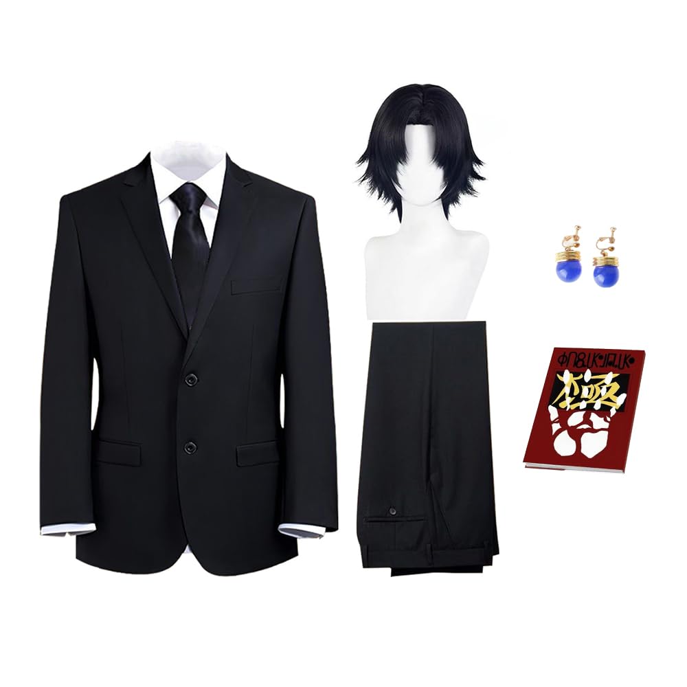 Chrollo Lucilfer kostium cosplay Shalnark do cosplay, czarne spodnie mundurowe lub fioletowy mundur z krótkim rękawem, pełny zestaw, cosplay anime, strój na Halloween, Boże Narodzenie, karnawał