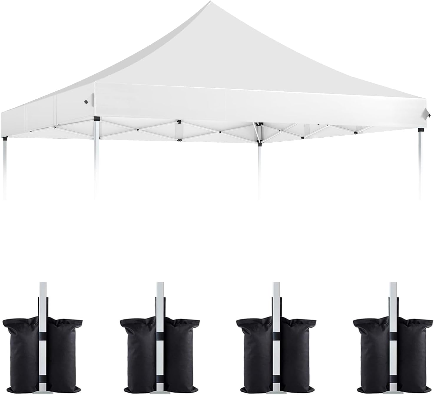 10x10 Pop Up Canopy Replacement Top Cover, Commercial Peak Pole Canopy Tent Replacement, 600D Heavy Duty Waterproof Canopy Cover Only, Bonus 4 Pack Weight Bag