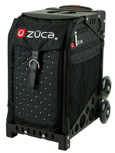 Zuca Mystic Sport Insert Bag (Quilted Black w/Rhinestones) with Black Non-Flashing-Wheels Sport Frame