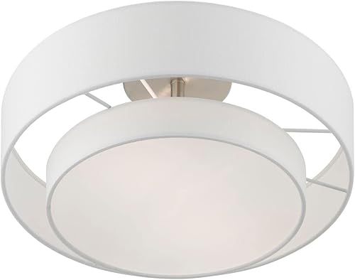 Miniatura 7 de Livex Iluminación, 47153-91, Meridian, Semi-Flush, Níquel Cepillado