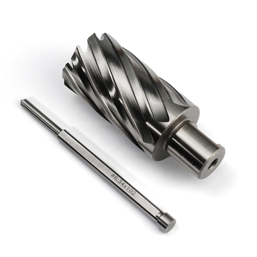 OSCARBIDE 1-5/16"x2 Annular Cutter, 3/4 inch Weldon Shank,1-5/16 inch Cutting Diameter,2 inch Depth of Cut,2 Flat Mag Drill Bit with Pilot Pin for Magnetic Drill Press,1 Piece