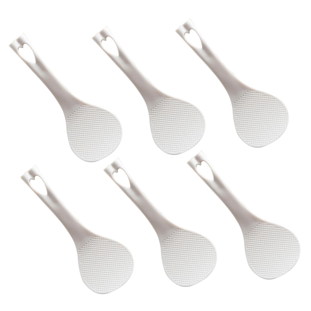 OFFSCH 6pcs Heart Shaped Rice Spoons Ergonomic Plastic Serving Spoon for Electric Cookers Multipurpose Rice Shovels and Easy to Clean Kitchen Utensils