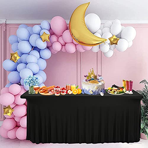 3 Pack Stretch Tablecloth Spandex Table Skirts For Rectangle Tables Washable Wrinkle Resistant Table Covers 6Ft And Fitted Table Skirts For Tradeshows,Banquets Or Restaurants,Parties,Events (Black) #TOP3