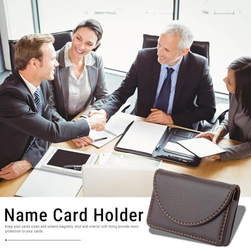 Business Card Holder/Case, Professional Leather Case Wallet Bag Holder Business Card Case Pocket Name Card Holder Wallet for Men or Women(Coffee)3