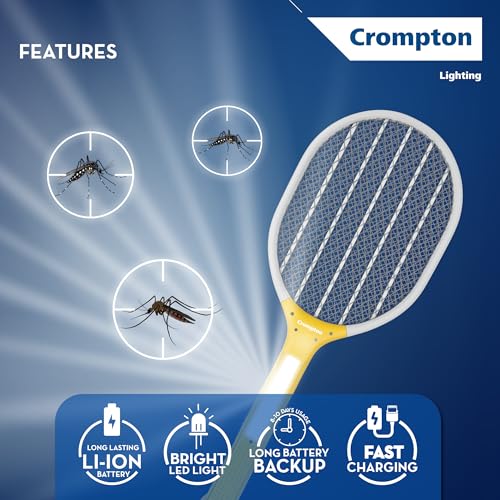 Image of Crompton Anti-Mosquito Racquet-ZAPPY-Duo | Mosquito Bat | Mosquito Killer | Rechargeable Mosquito Racket | Long Lasting Battery | 6 Months Warranty