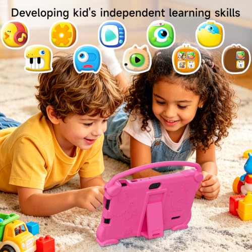 Image of YQSAVIOR Kids Tablets, Android 12 Tablet for Kids, 4GB RAM 32GB ROM Toddler Tablet 7 inch IPS Screen, Parental Control, 2+5MP Dual Camera, Shockproof Case for Educational Games (Pink)