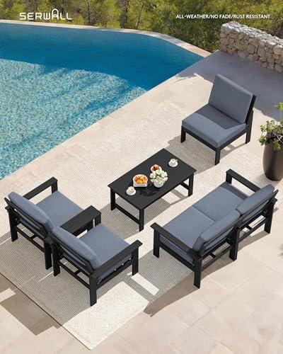 Image of SERWALL HDPE Outdoor Patio Furniture Set with Coffee Table