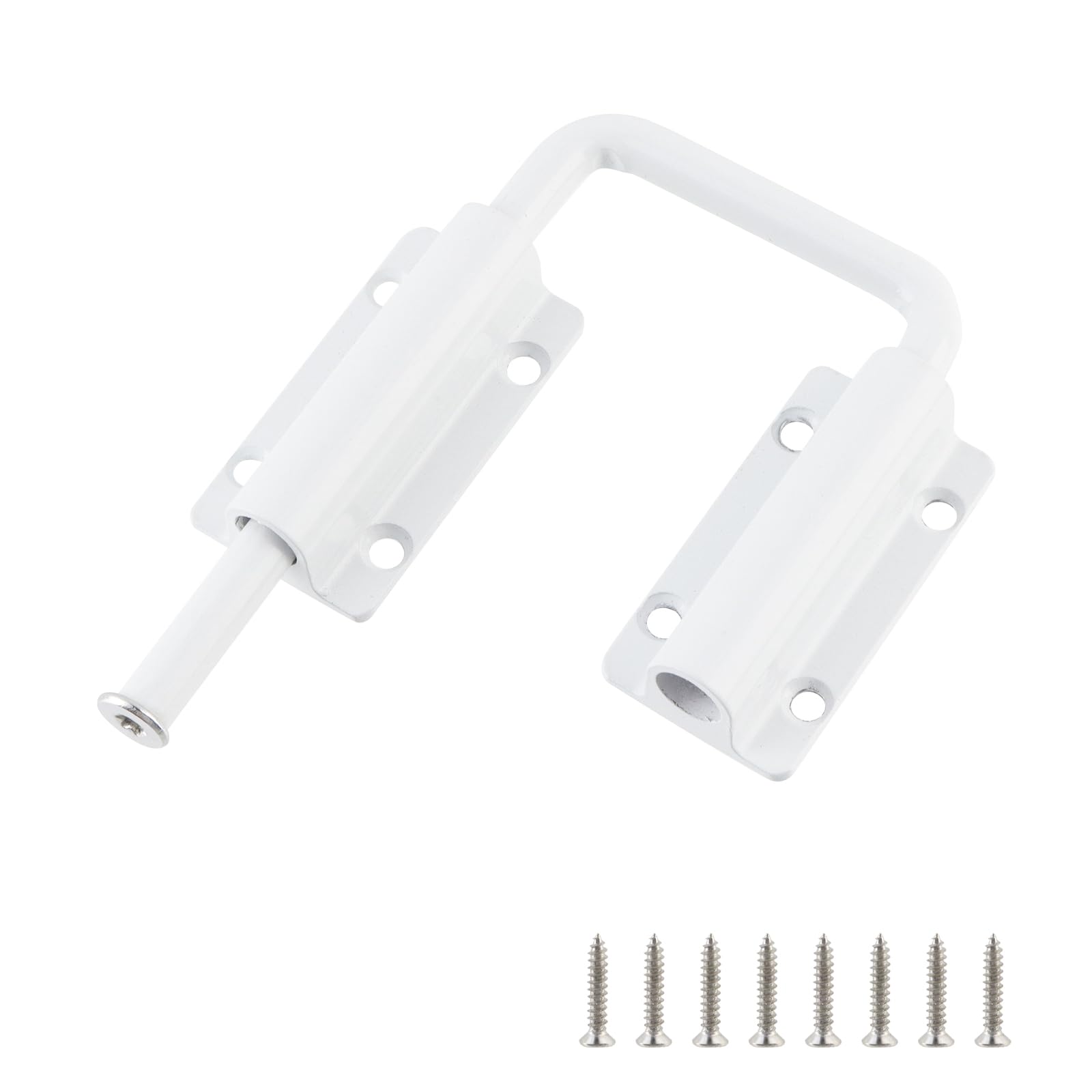 White U‑Shaped Sliding Door Loop Lock, 90°/180° Aluminum Security Latch