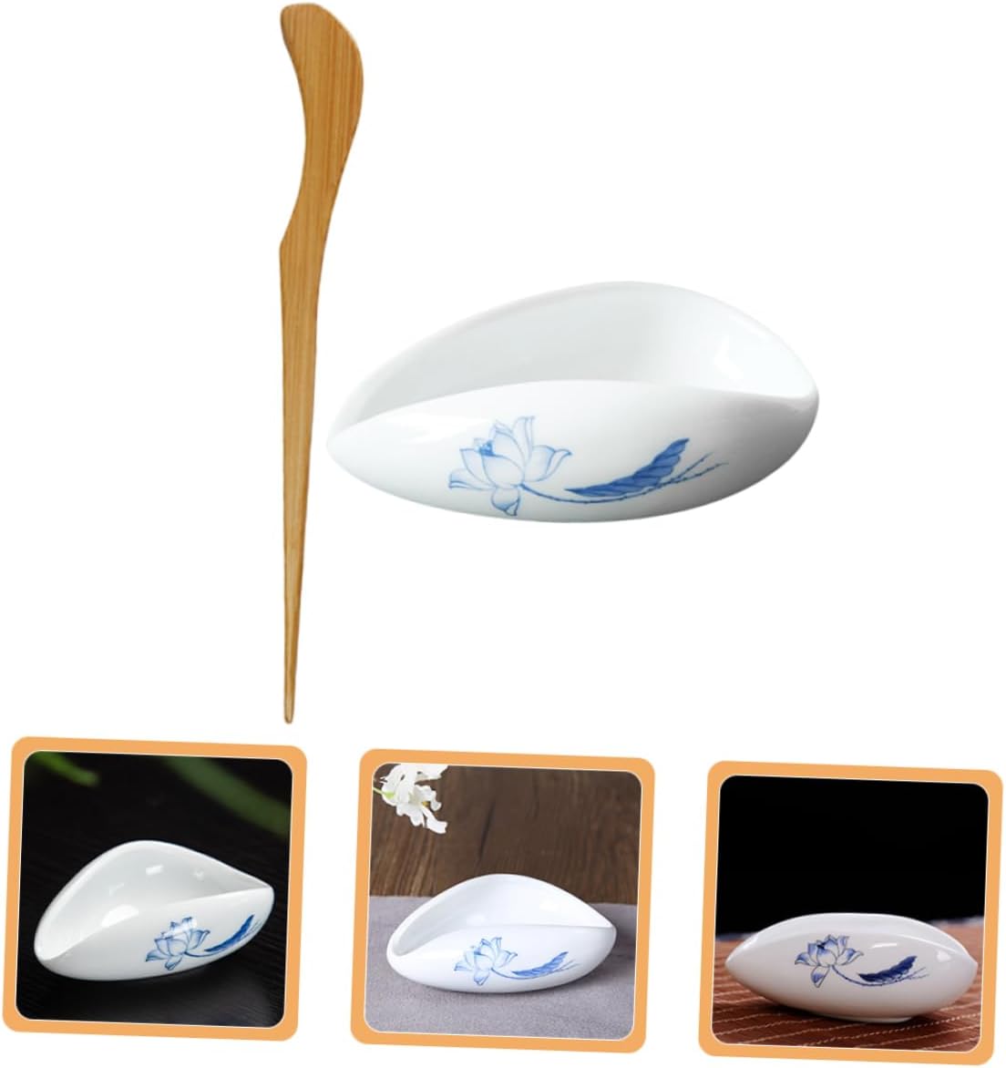 Garneck 1piece Coffee Bean Dosing Cup and Tea Leaf Scoop Elegant Ceramic Tea Vessel for Loose Leaf and Coffee Beans for Home Decor and Ceremonies