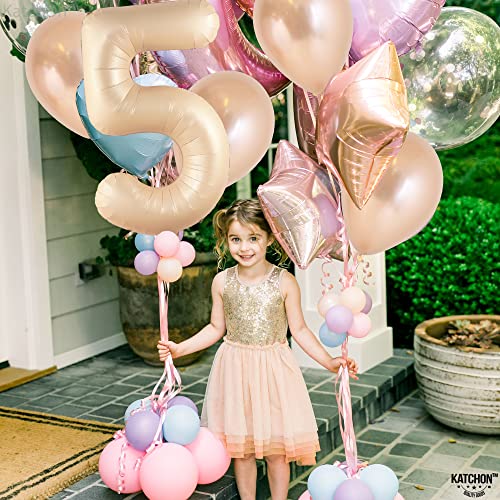 Image of KatchOn Caramel 5 Balloon Number 40 Inch, Nude 5th birthday decorations