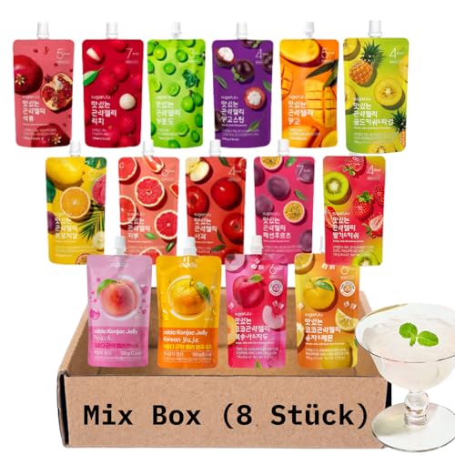 EasyCookAsia Konjac Getränk | 8er Mix Set mit zufälligen Sorten | Kalorienarm, zuckerfrei, vegan & ballaststoffreich | Gesunder Snack für Diät, Sport & Alltag | Sättigend & lecker | ungekühlt haltbar
