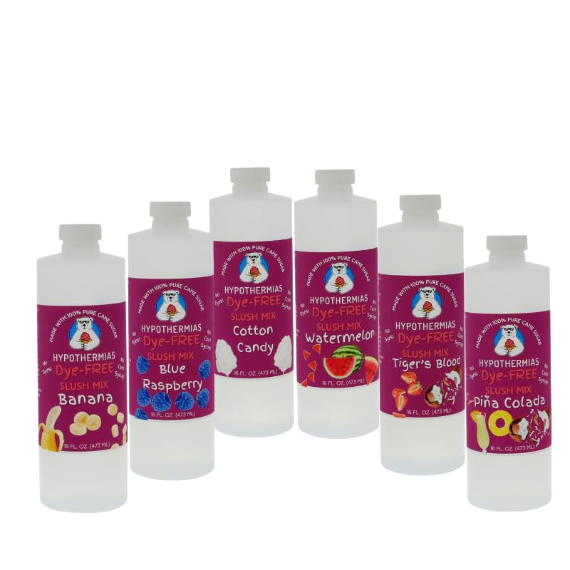 Hypothermias Pure Cane Sugar Gourmet Variety Pack of Slushie Syrup Mix