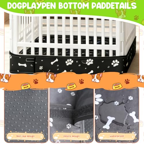 Image of Dog Playpens Cover and Bottom Mat Set,Playpen Not Included, Non-Slip Dog Crate Covers 36 Inch, Dog Playpen Bottom Pad, Washable Reusable Puppy Playpen Pad for Pet PlayPen, Dog Kennel Covers 36 Inch